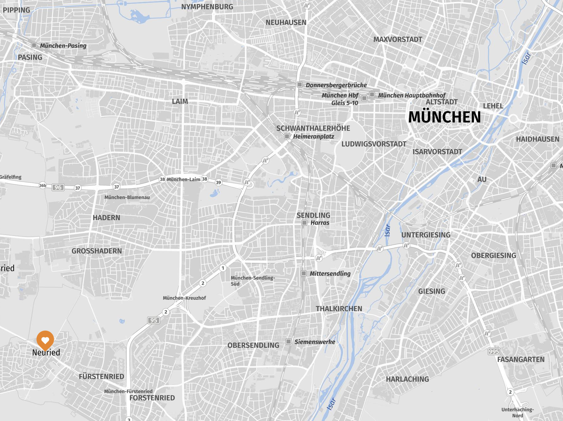 Kartenansicht unseres Standorts in München